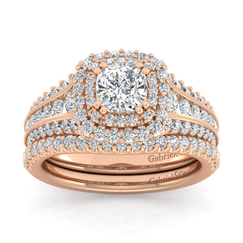 14K Rose Gold Cushion Cut Diamond Channel Set Engagement Ring