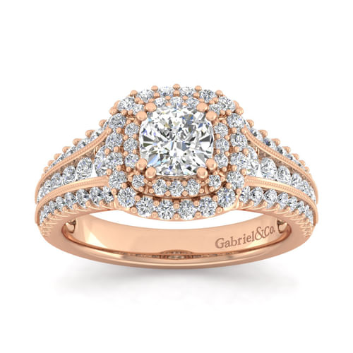 14K Rose Gold Cushion Cut Diamond Channel Set Engagement Ring