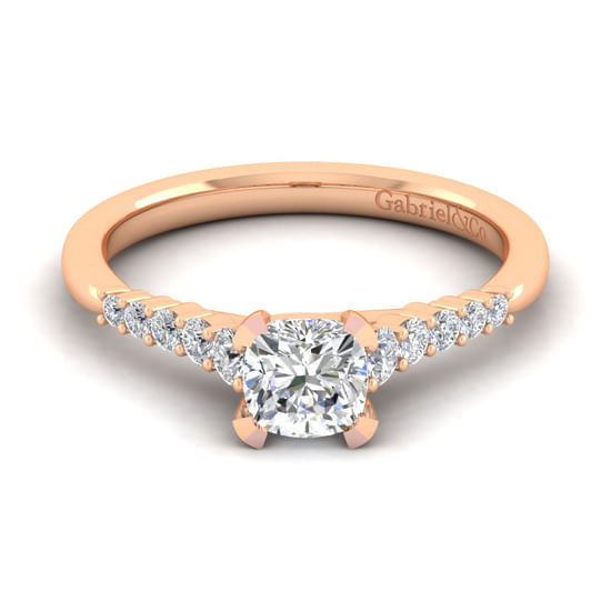 Gabriel - 14K Rose Gold Cushion Cut Diamond Engagement Ring