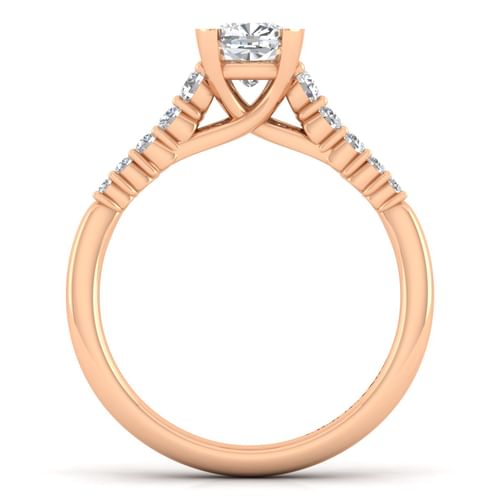 14K Rose Gold Cushion Cut Diamond Engagement Ring