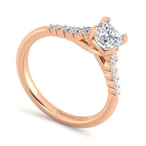 14K Rose Gold Cushion Cut Diamond Engagement Ring