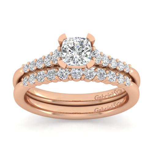 14K Rose Gold Cushion Cut Diamond Engagement Ring