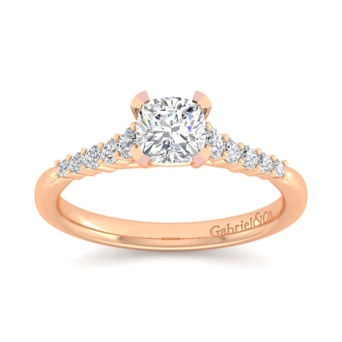 14K Rose Gold Cushion Cut Diamond Engagement Ring