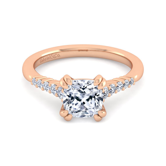Gabriel - 14K Rose Gold Cushion Cut Diamond Engagement Ring