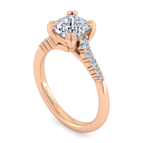 14K Rose Gold Cushion Cut Diamond Engagement Ring