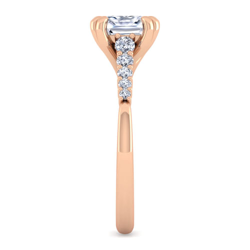 14K Rose Gold Cushion Cut Diamond Engagement Ring