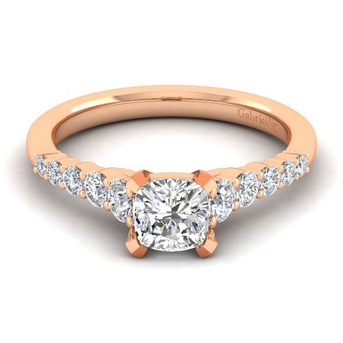 14K Rose Gold Cushion Cut Diamond Engagement Ring