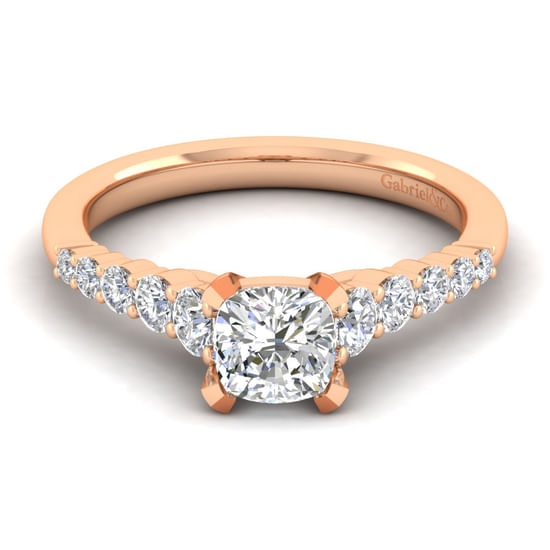 Gabriel - 14K Rose Gold Cushion Cut Diamond Engagement Ring
