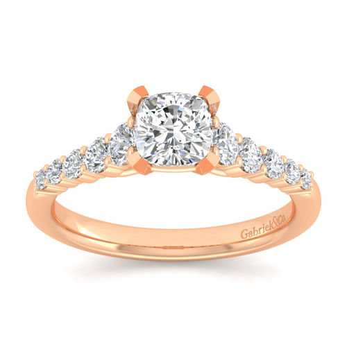 14K Rose Gold Cushion Cut Diamond Engagement Ring