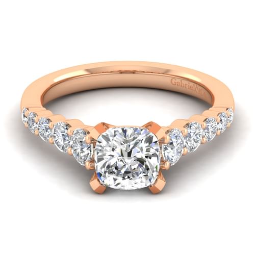 14K Rose Gold Cushion Cut Diamond Engagement Ring