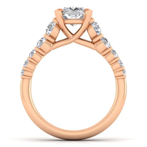 14K Rose Gold Cushion Cut Diamond Engagement Ring