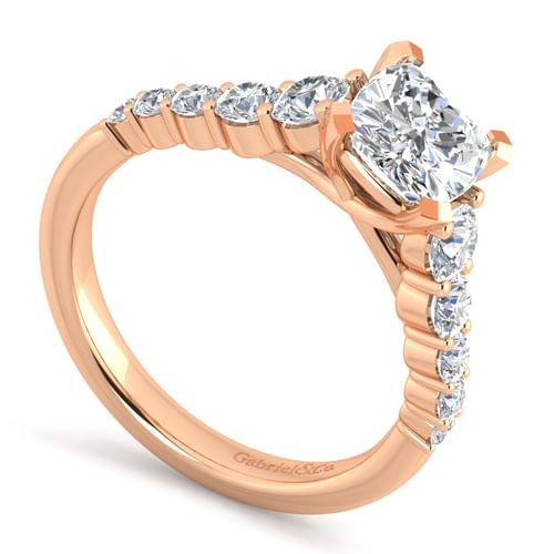 14K Rose Gold Cushion Cut Diamond Engagement Ring