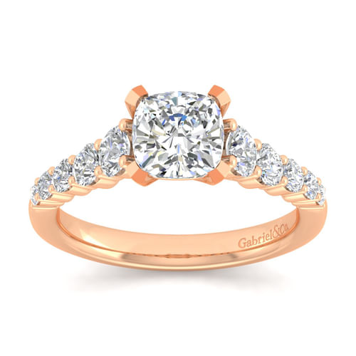 14K Rose Gold Cushion Cut Diamond Engagement Ring