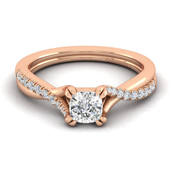 Gabriel - 14K Rose Gold Cushion Cut Diamond Engagement Ring