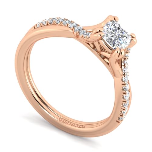 14K Rose Gold Cushion Cut Diamond Engagement Ring