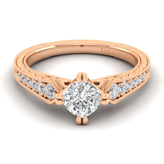 Gabriel - 14K Rose Gold Cushion Cut Diamond Engagement Ring