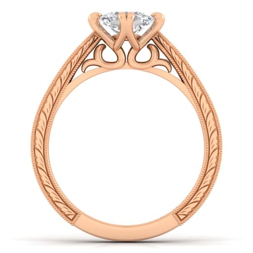 14K Rose Gold Cushion Cut Diamond Engagement Ring