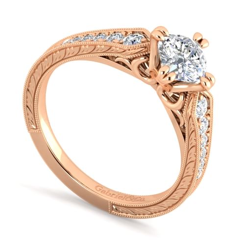 14K Rose Gold Cushion Cut Diamond Engagement Ring
