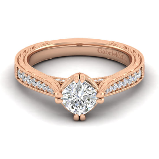 Gabriel - 14K Rose Gold Cushion Cut Diamond Engagement Ring