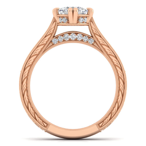14K Rose Gold Cushion Cut Diamond Engagement Ring