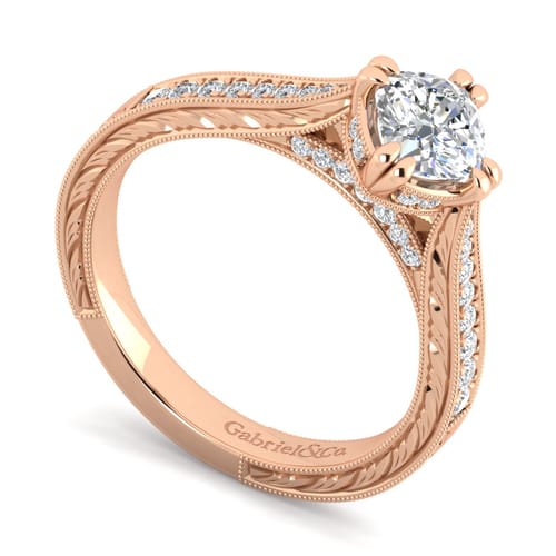 14K Rose Gold Cushion Cut Diamond Engagement Ring
