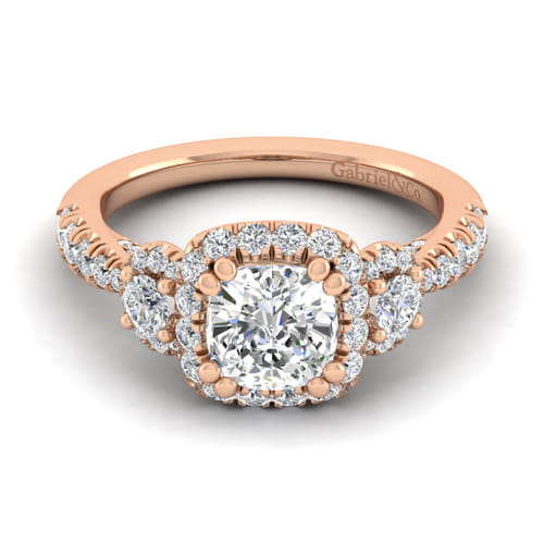 14K Rose Gold Cushion Cut Diamond Engagement Ring