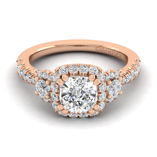 Gabriel - 14K Rose Gold Cushion Cut Diamond Engagement Ring