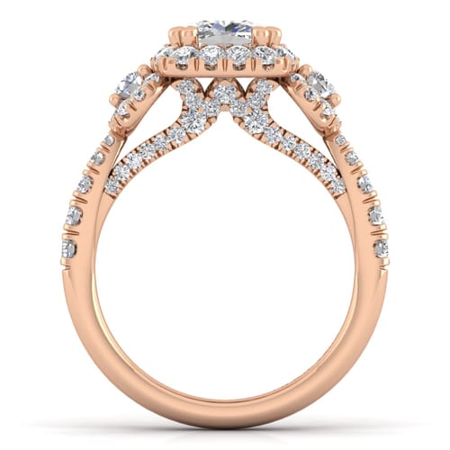 14K Rose Gold Cushion Cut Diamond Engagement Ring