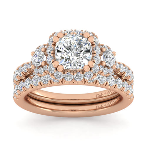 14K Rose Gold Cushion Cut Diamond Engagement Ring