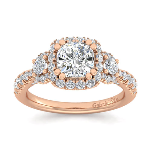 14K Rose Gold Cushion Cut Diamond Engagement Ring