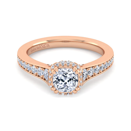 14K Rose Gold Cushion Cut Diamond Engagement Ring