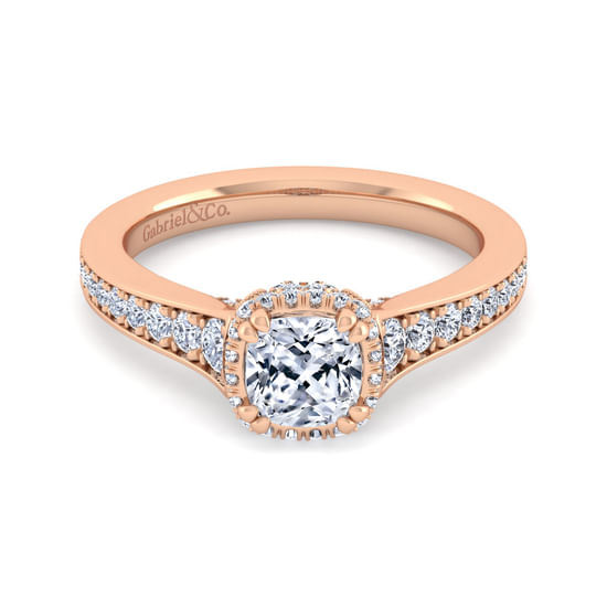 Gabriel - 14K Rose Gold Cushion Cut Diamond Engagement Ring