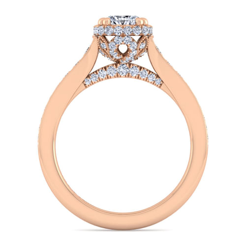 14K Rose Gold Cushion Cut Diamond Engagement Ring
