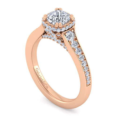 14K Rose Gold Cushion Cut Diamond Engagement Ring