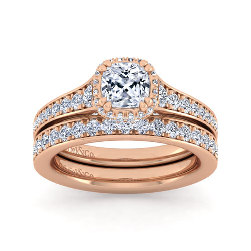14K Rose Gold Cushion Cut Diamond Engagement Ring