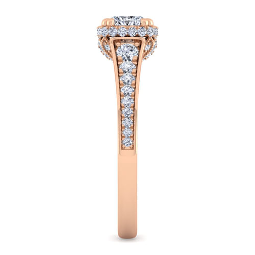 14K Rose Gold Cushion Cut Diamond Engagement Ring