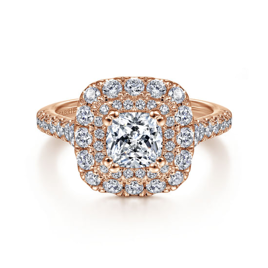 Gabriel - 14K Rose Gold Cushion Cut Diamond Engagement Ring