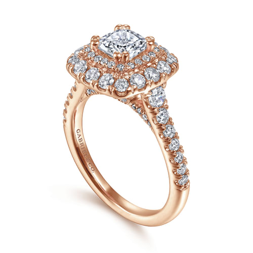 14K Rose Gold Cushion Cut Diamond Engagement Ring