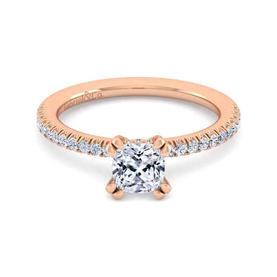 Gabriel - 14K Rose Gold Cushion Cut Diamond Engagement Ring