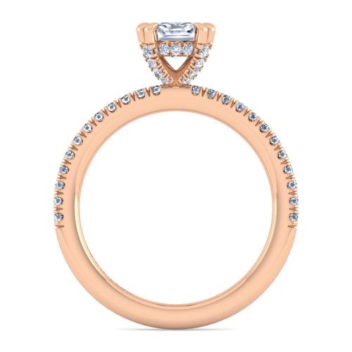 14K Rose Gold Cushion Cut Diamond Engagement Ring