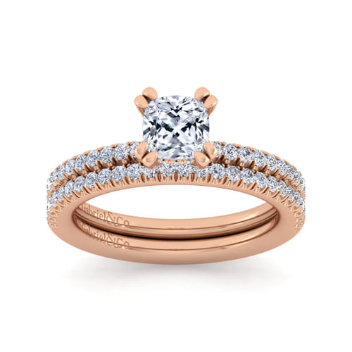 14K Rose Gold Cushion Cut Diamond Engagement Ring