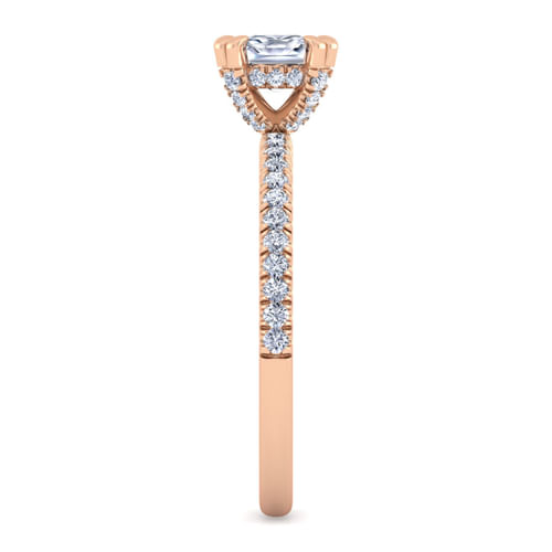 14K Rose Gold Cushion Cut Diamond Engagement Ring