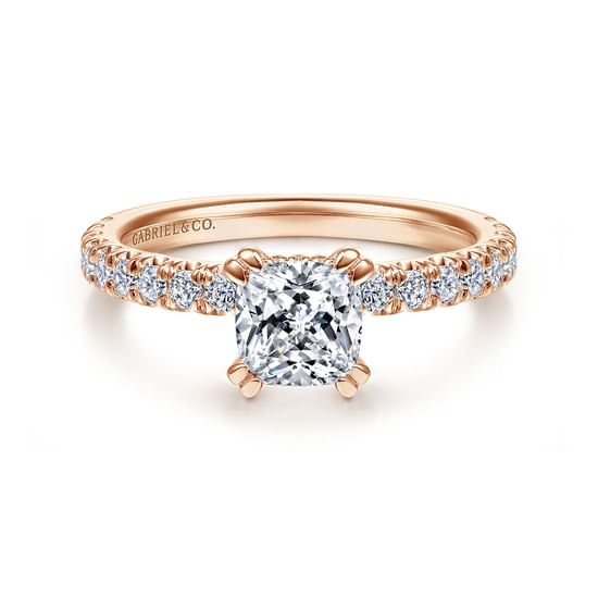 Gabriel - 14K Rose Gold Cushion Cut Diamond Engagement Ring