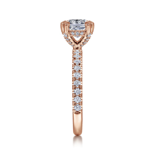 14K Rose Gold Cushion Cut Diamond Engagement Ring