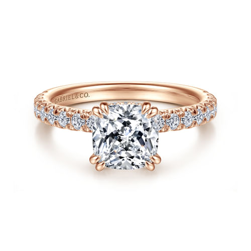 14K Rose Gold Cushion Cut Diamond Engagement Ring