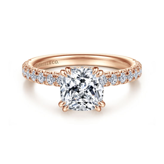 Gabriel - 14K Rose Gold Cushion Cut Diamond Engagement Ring