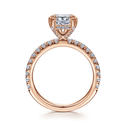 14K Rose Gold Cushion Cut Diamond Engagement Ring