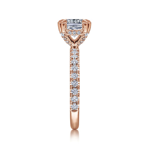 14K Rose Gold Cushion Cut Diamond Engagement Ring