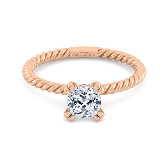 Gabriel - 14K Rose Gold Cushion Cut Diamond Engagement Ring