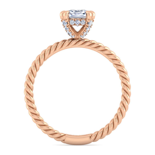 14K Rose Gold Cushion Cut Diamond Engagement Ring